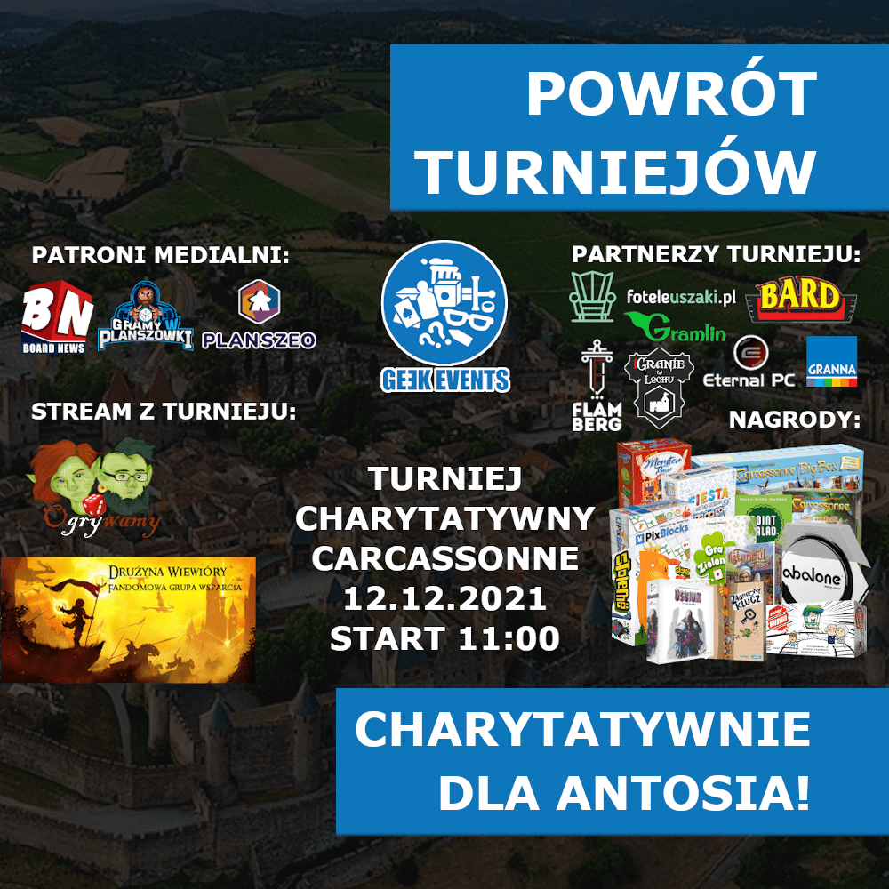 Read more about the article Turnieju Charytatywny w Carcassonne – powrót grania online!
